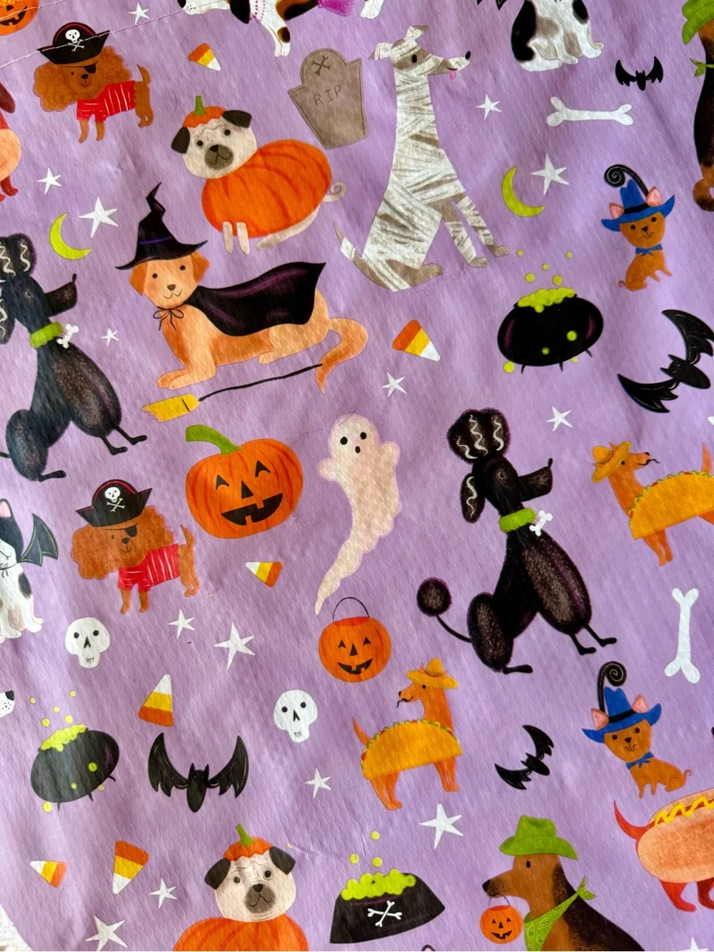 T.J.Maxx Purple Halloween Dog Print Tote with Orange Handles